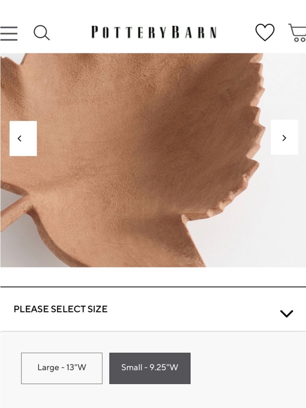 Pottery Barn Terracotta Fall Leaf Bowl Leaves Harvest LARGE 2025 NEW IN BOX - Picture 6 of 7